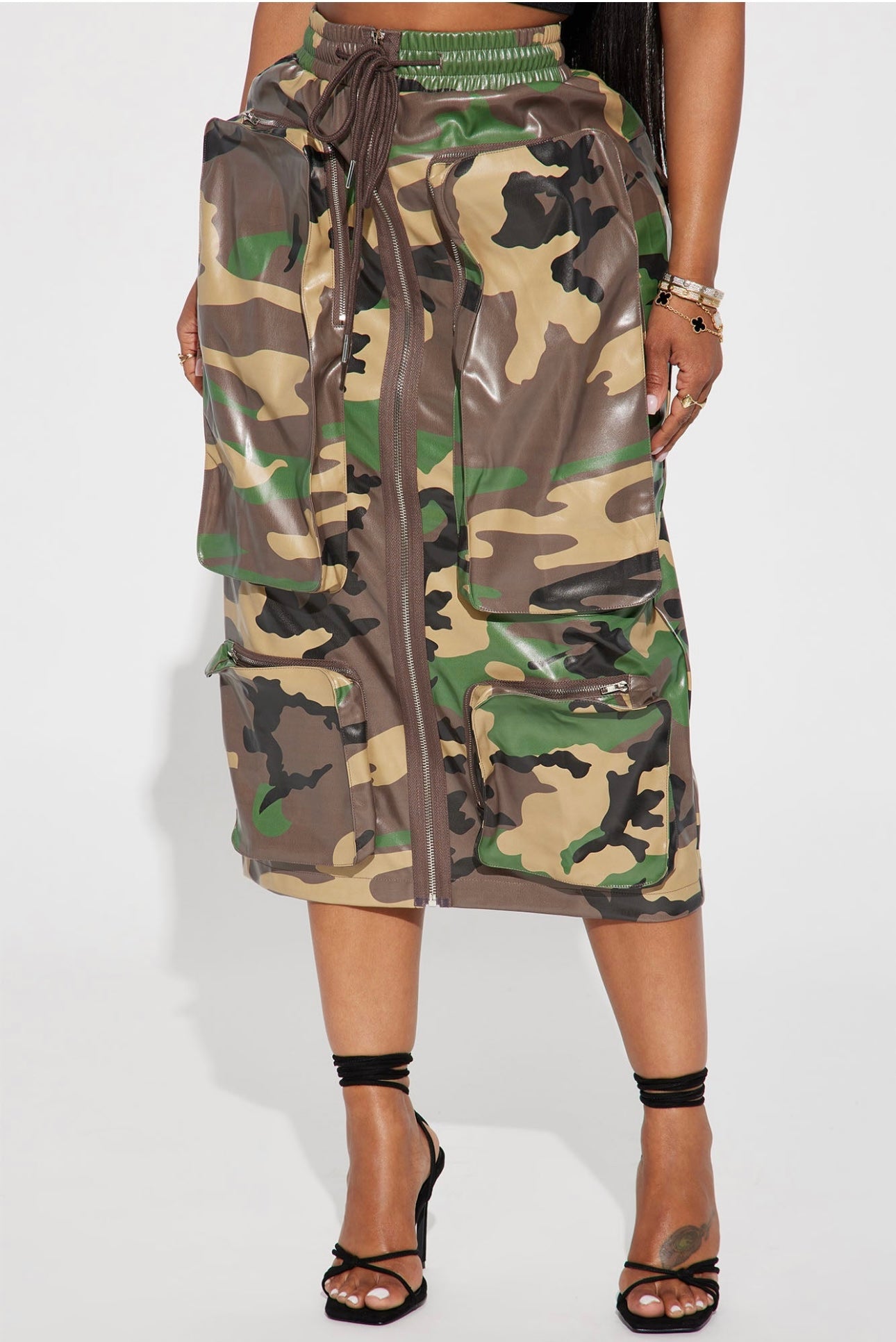 Camo Cargo Midi Skirt👌
