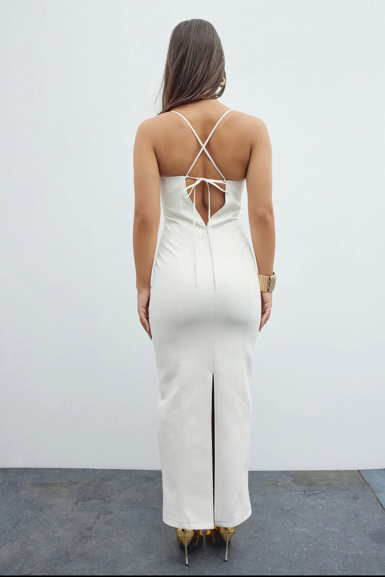 I’m Lacy White Leather Maxi Dress🔥💣