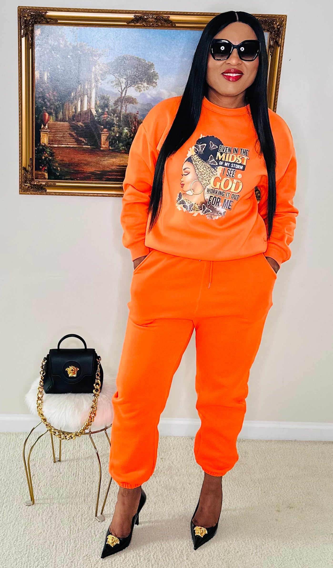 Motivational Jogger Set Orange 🫶🏽