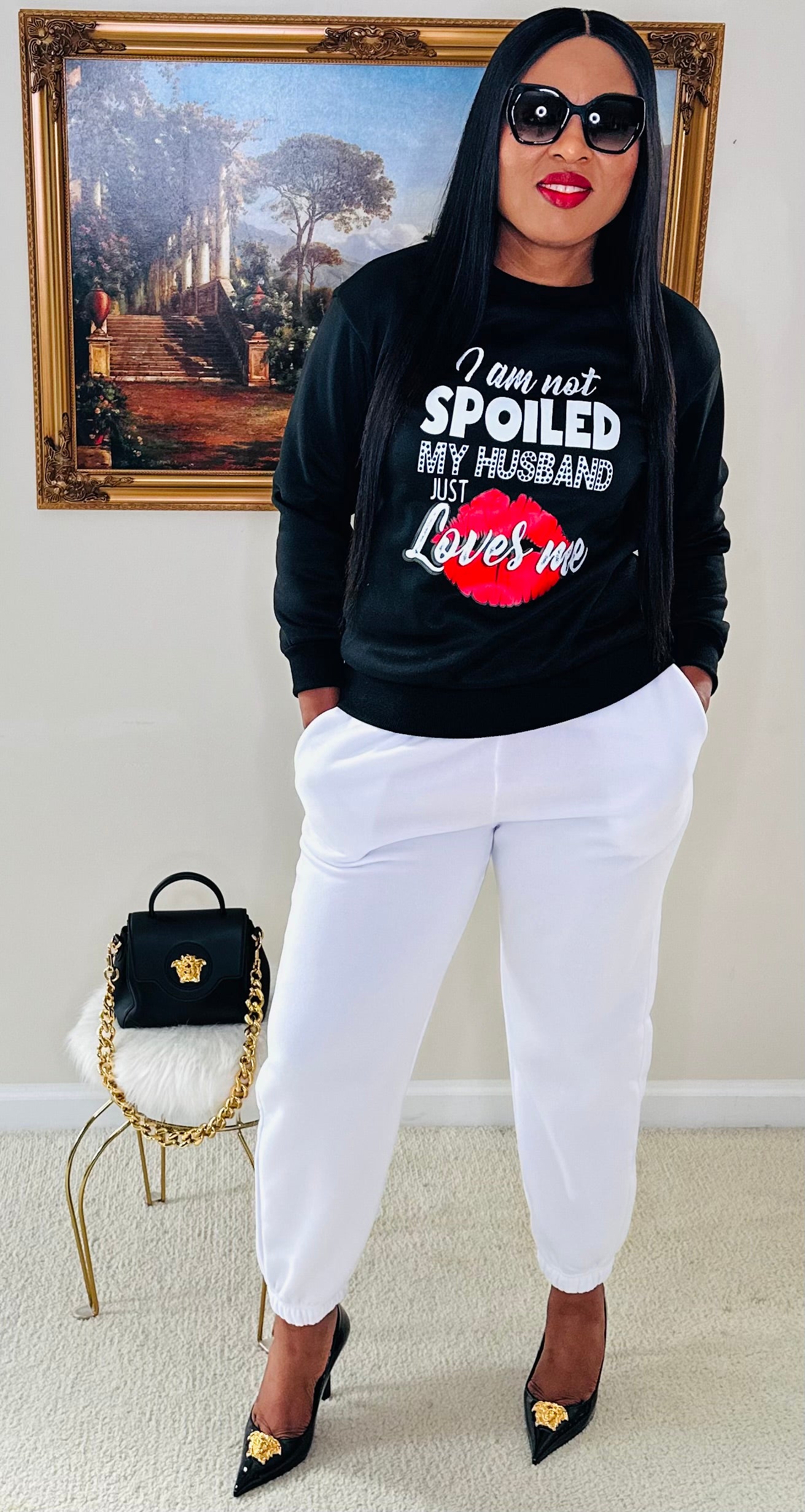 Motivational Jogger set Black and White🫶🏽
