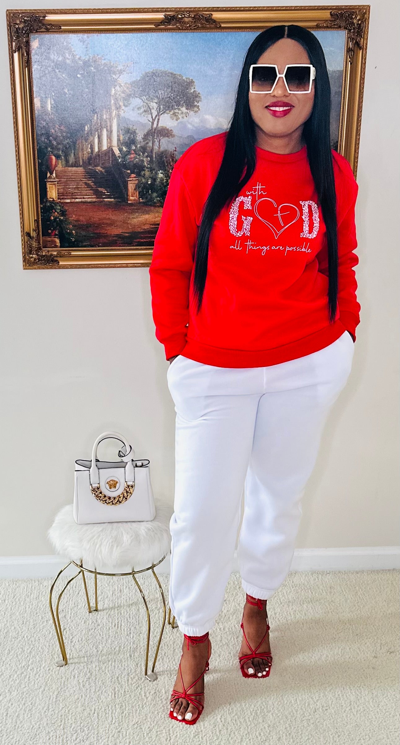 Motivational Joggers Set Red and White ❤️