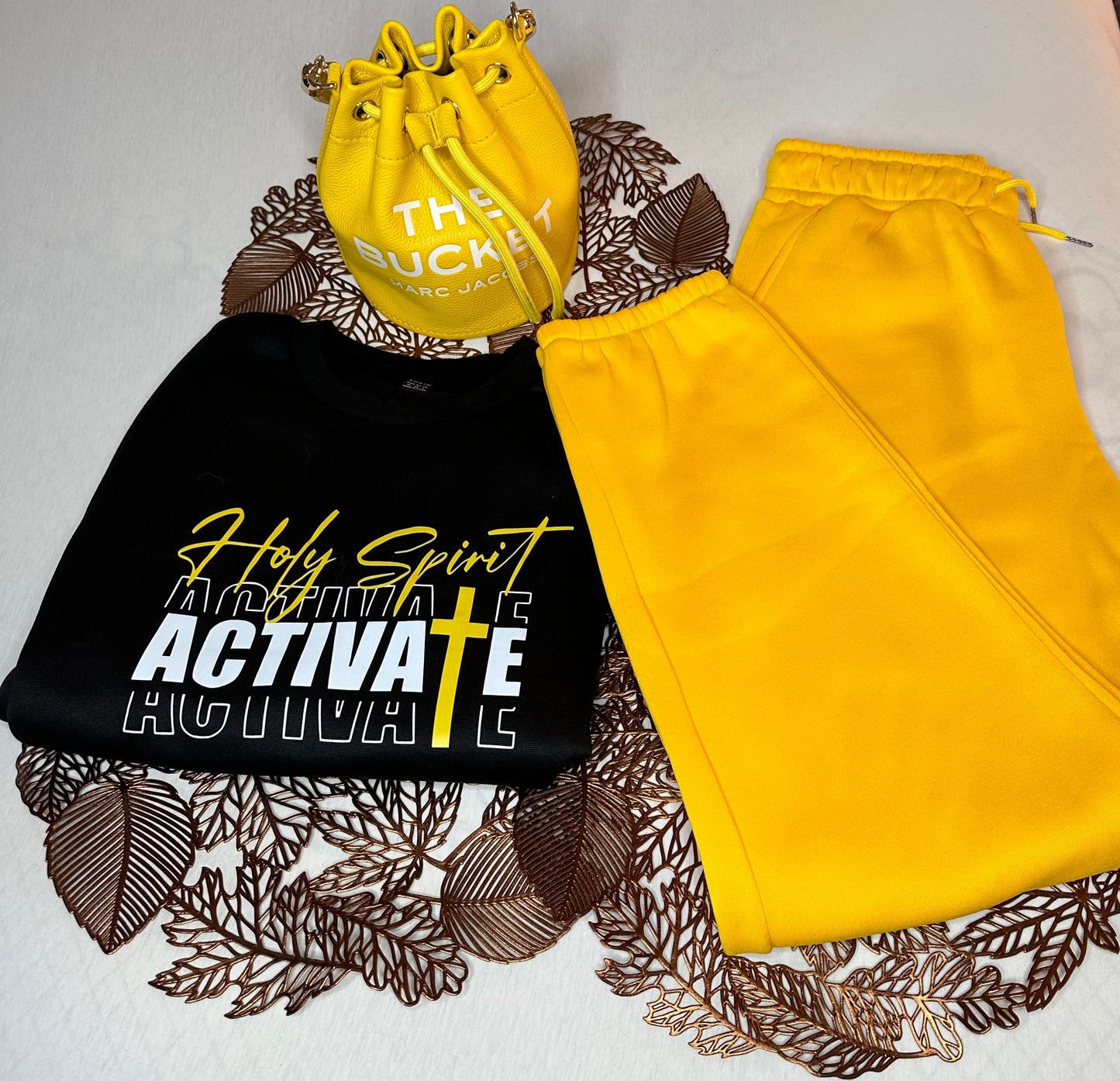 Motivational Joggers Set Black and Yellow🫶🏽