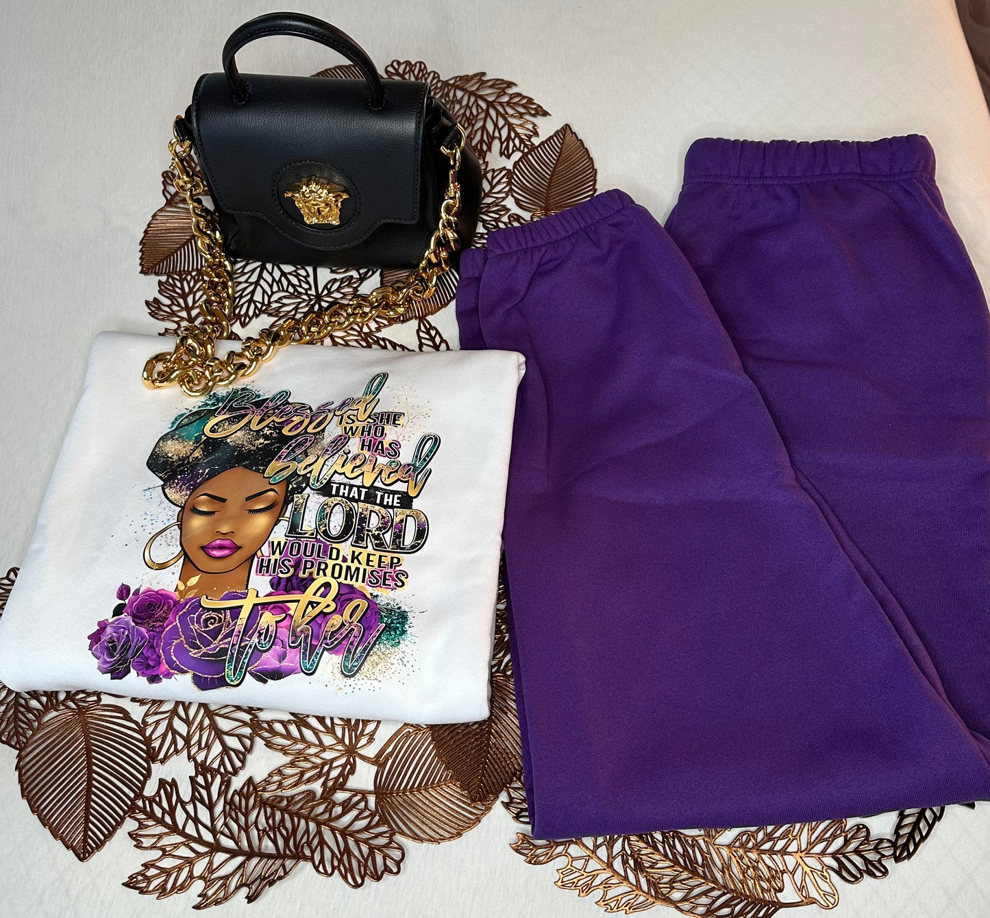Motivational Joggers Set Purple and White❤️