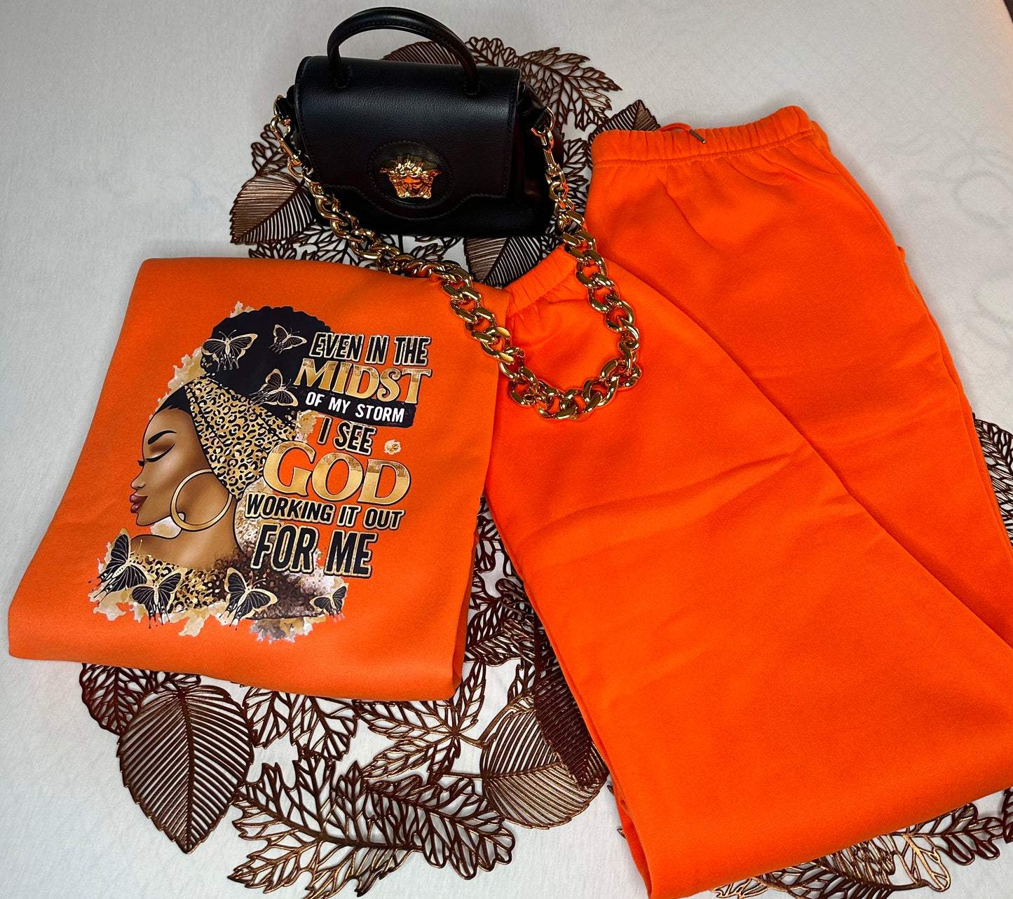 Motivational Jogger Set Orange 🫶🏽