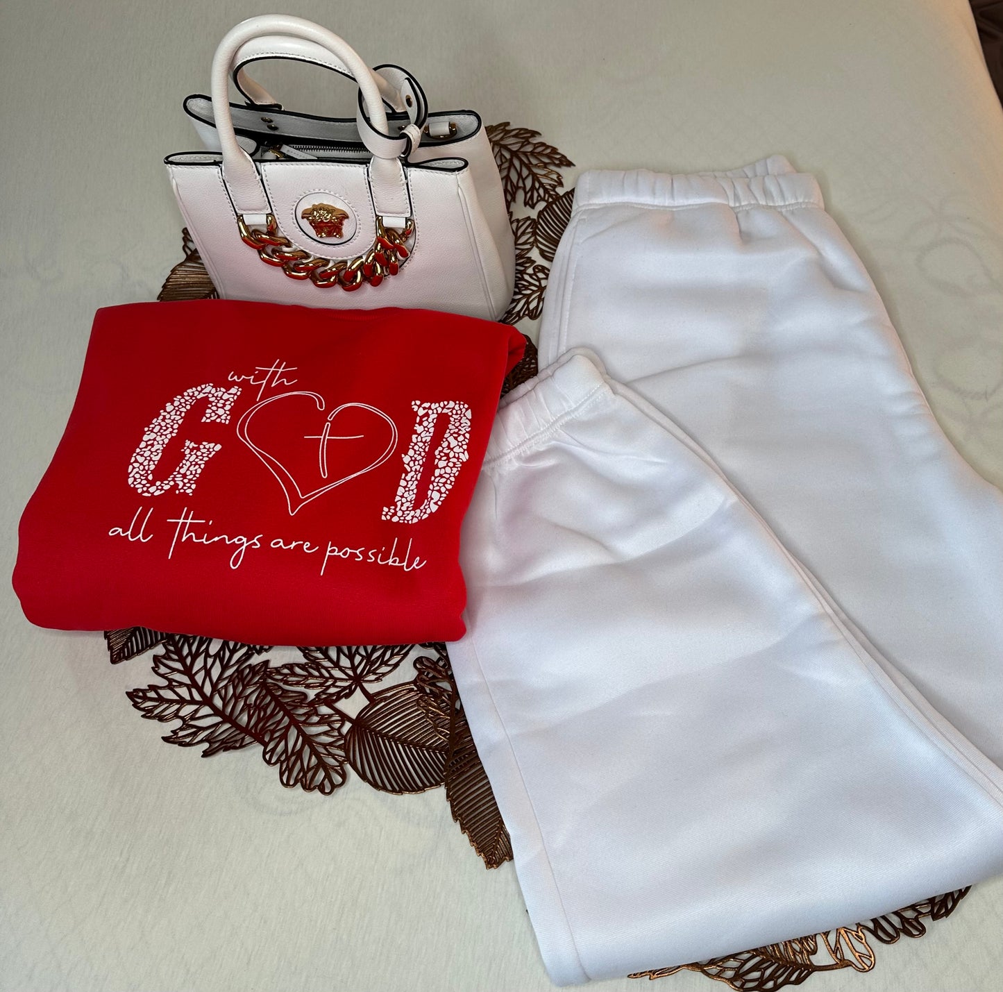 Motivational Joggers Set Red and White ❤️