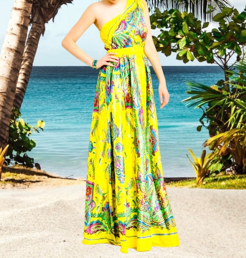 Aloha Satin Maxi Dress