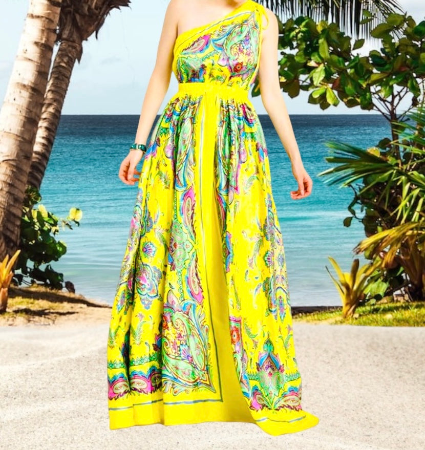 Aloha Satin Maxi Dress