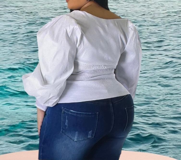 I’m Wonderful Balloon Sleeves Plus Size Blouse