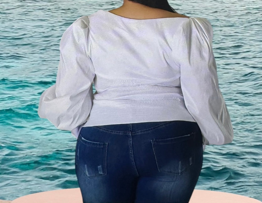 I’m Wonderful Balloon Sleeves Plus Size Blouse