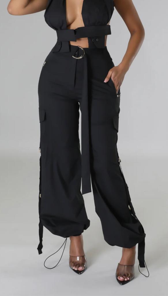 Ebony High Waisted Cargo Pants