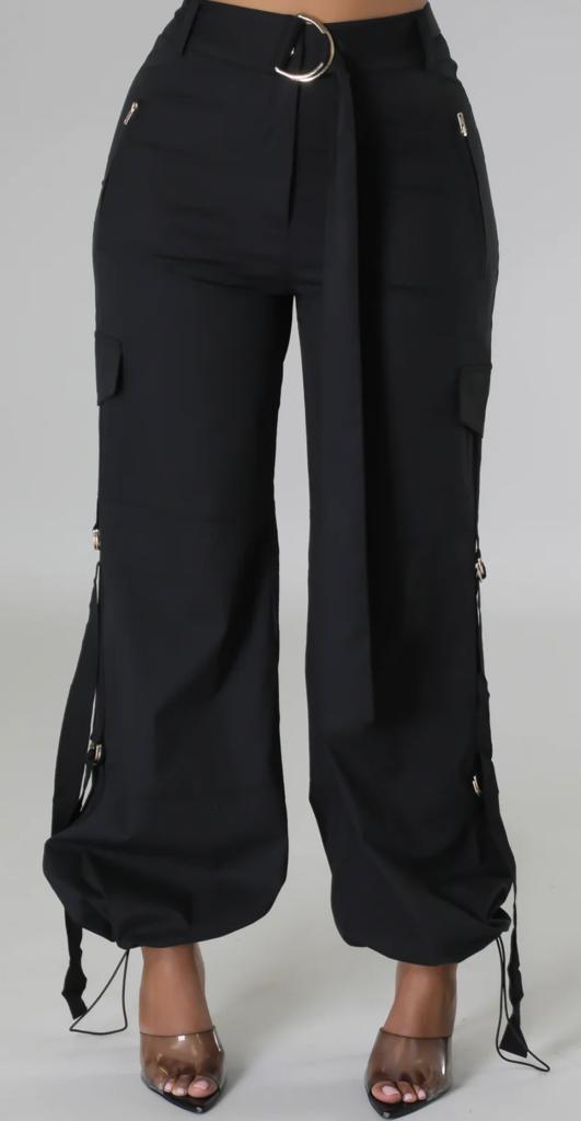 Ebony High Waisted Cargo Pants