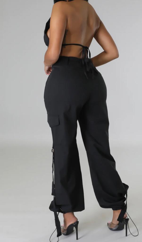Ebony High Waisted Cargo Pants