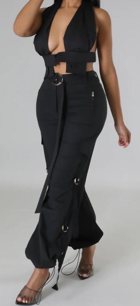 Ebony High Waisted Cargo Pants