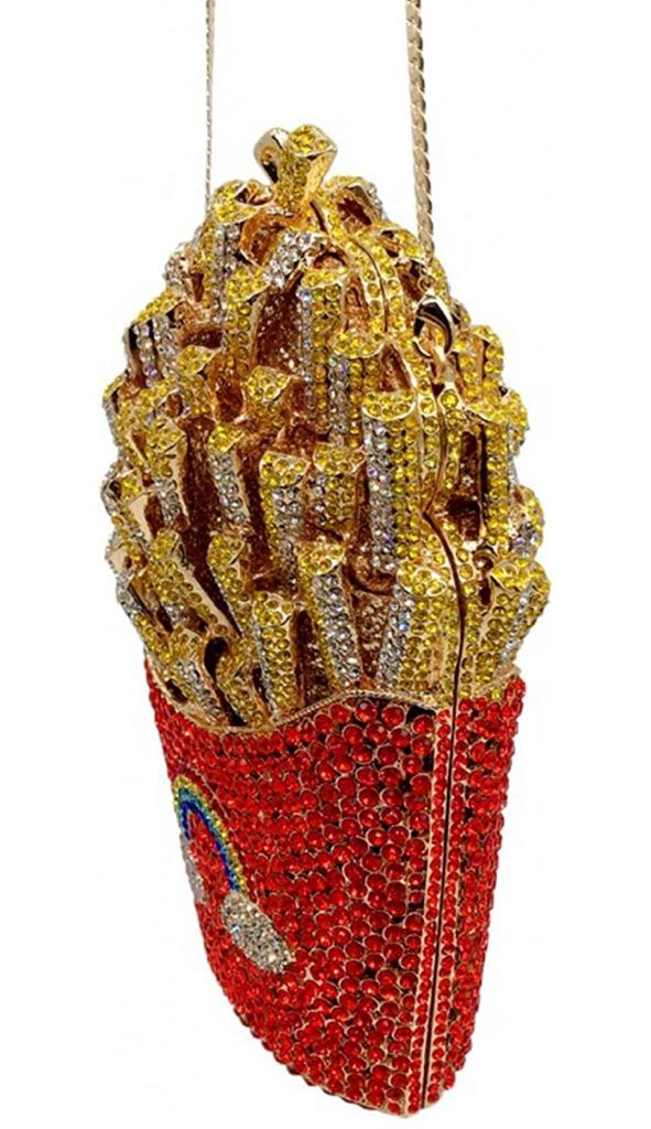 Trendy Sparkly French Fries Style Purse