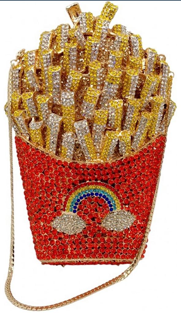 Trendy Sparkly French Fries Style Purse