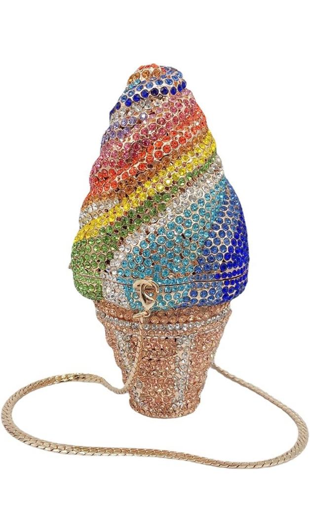 Trendy Sparkly Ice Cream Cone Style Purse