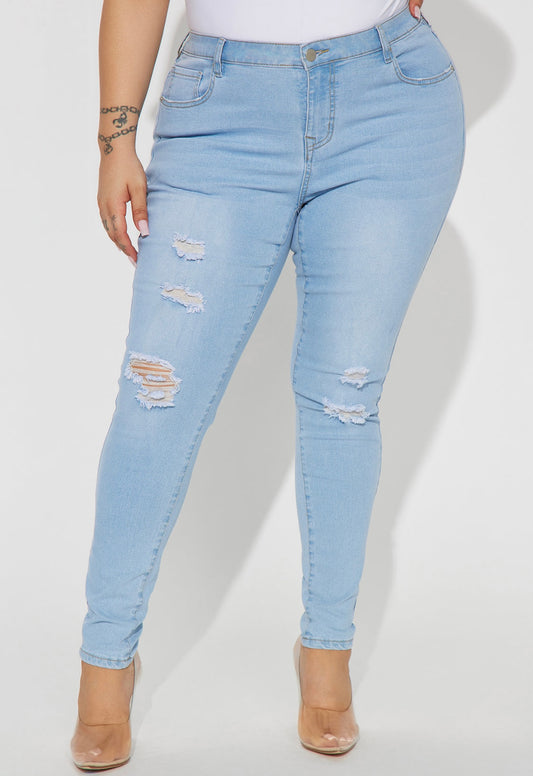 Sexy Distressed Light Wash Jeans