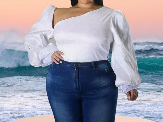I’m Wonderful Balloon Sleeves Plus Size Blouse