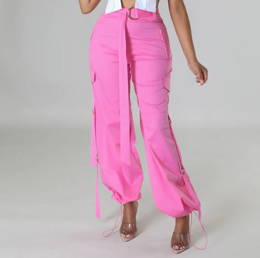 Pretty in Pink High Waisted Cargo Pants.Absolute Wardrobe Staple. You'll love it!